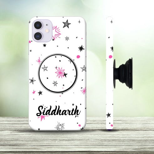 Diamond Star Custom Name Phone Case with Pop Holder