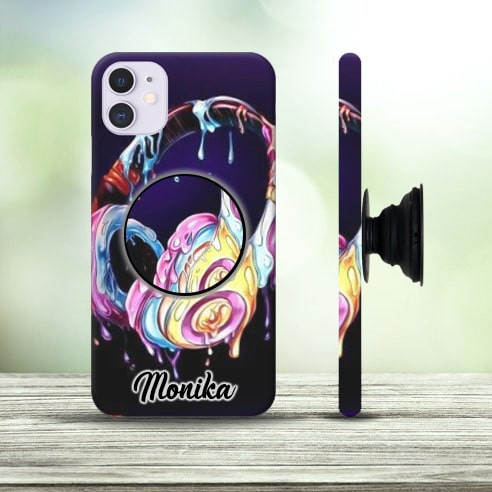 Neon Multicolor Phone Case with Pop Holder