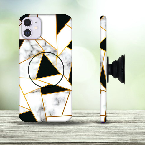 Marble Family Black & White Slim Mobile Cover with Holder