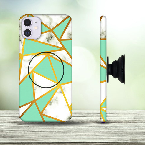 Marble Texture Design With Golden Geometric Lines Phone Case