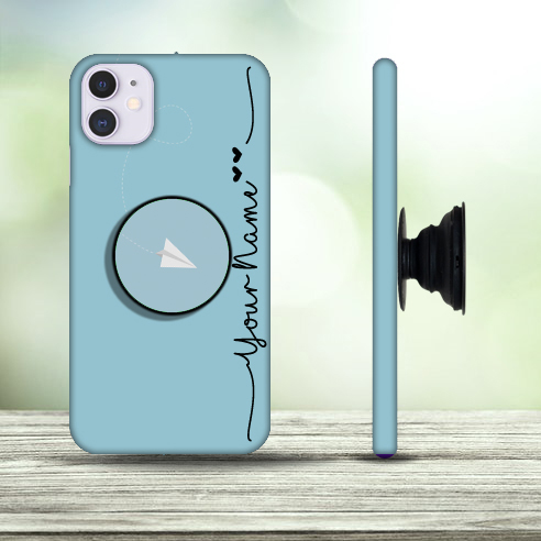 13 – Blue Telegram Custom Name Phone Case with Pop Holder