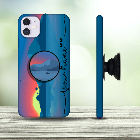 7 – Scenic Art Custom Name Mobile Cover with Pop Socket