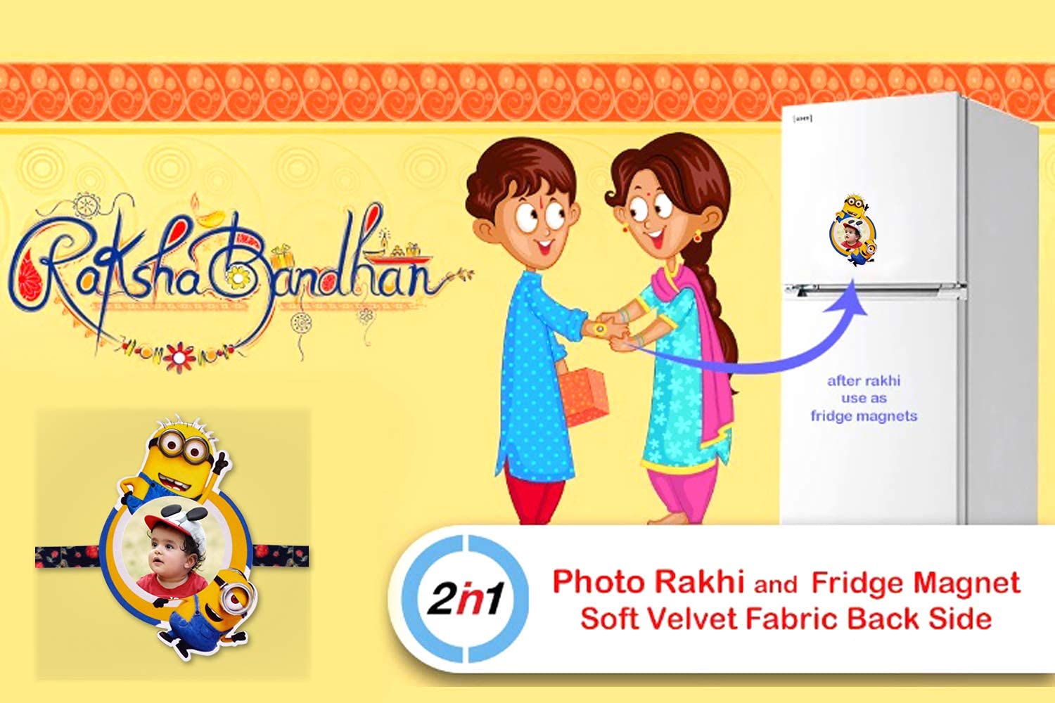 Multicolor Printed Personalized Rakhi Gifts at Rs 199/piece in Noida | ID:  23634941397