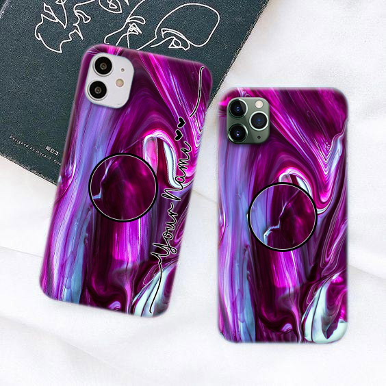 1236 – Purple Marble Design Phone Case with Holder