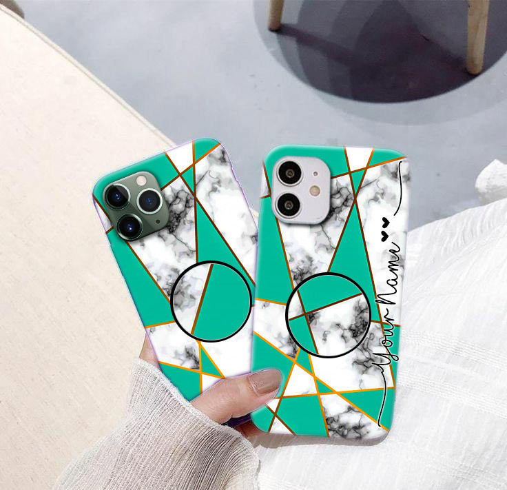 1261 – Green & Marble Abstarct Design Phone Case with Holder